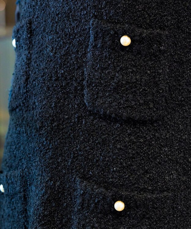 Tiaclasse 【洗える】ツイード見えフリンジニットベスト ブラック