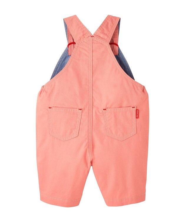 MIKI HOUSE HOT BISCUITS 【ミキハウス】【70-100cm】６分丈オーバーオール サーモンピンク