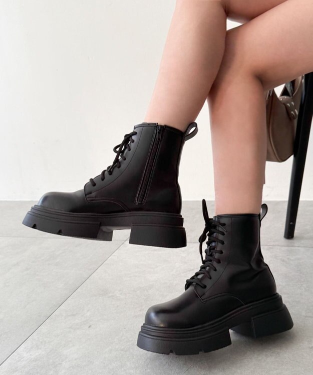 WEGO レースアップショートブーツ ブラック