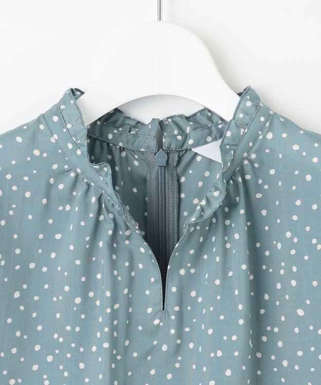 J.PRESS LADIES 【洗える・イージーケア】スパンローンランダムドット ブラウス スモーキーグリーン系5