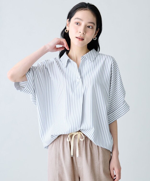 ANY 楽映えブラウス ブルーストライプ