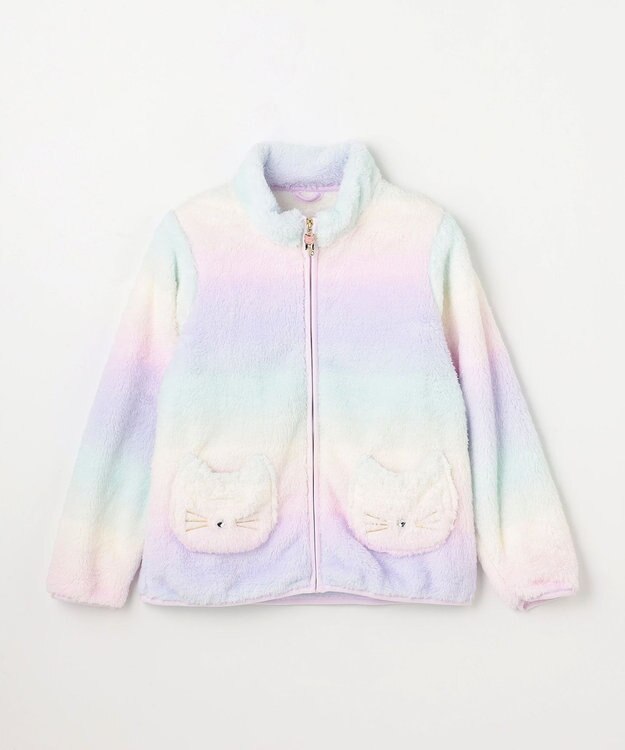 ANY KIDS 【ドッキング可能】ネコボアブルゾン ラベンダー×レインボー