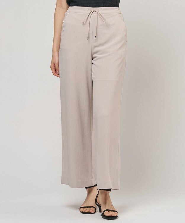 J.PRESS LADIES L 【セットアップ対応】Light ジョーゼット ワイド イージーパンツ ベージュ系