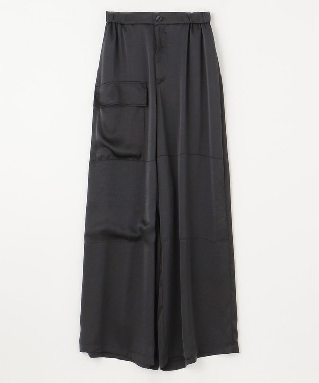 NAVE 【Nave・洗える/ウエストゴム】ヴィンテージサテン ワイドパンツ ブラック系