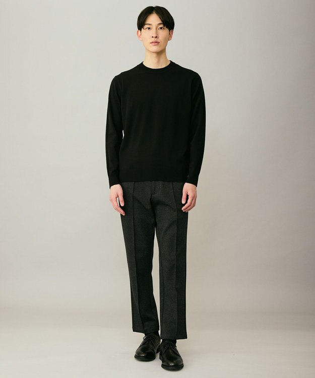 UNFILO MENS 【男女兼用】ソフトサーモ アンチピリングニット クルー ブラック