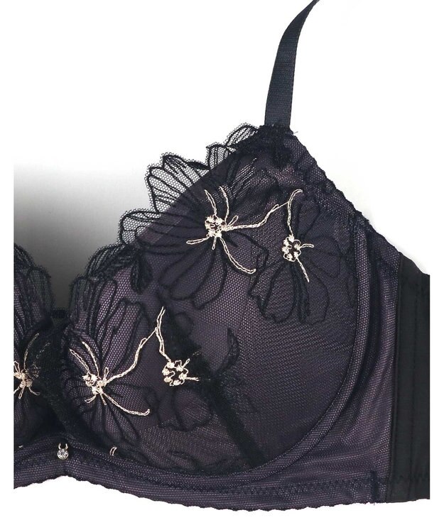 AMPHI 【sweet web掲載】 ノンワイヤーブラ 谷間をメイク 脇高設計 A～Gカップまで対応 大きいサイズ 【BRAGENIC ブラジェニック 脇高細見えタイプ】 ブラジャー ブラ BMI353 アンフィ／ワコール ブラック系