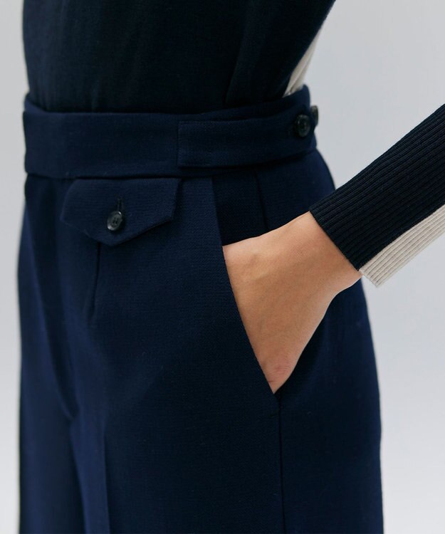 BEIGE， BUNNELL / ウールタブボタンストレートパンツ Navy