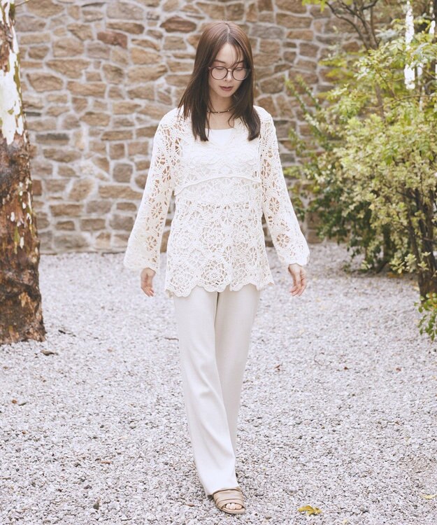 earth music&ecology クロシェ風プルオーバー Ivory