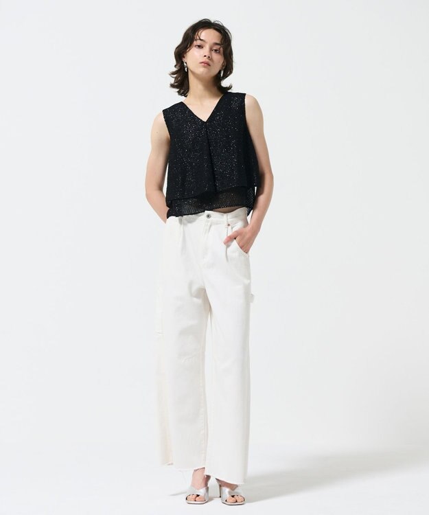 GRACE CONTINENTAL シフォンカットジャガードトップ ブラック