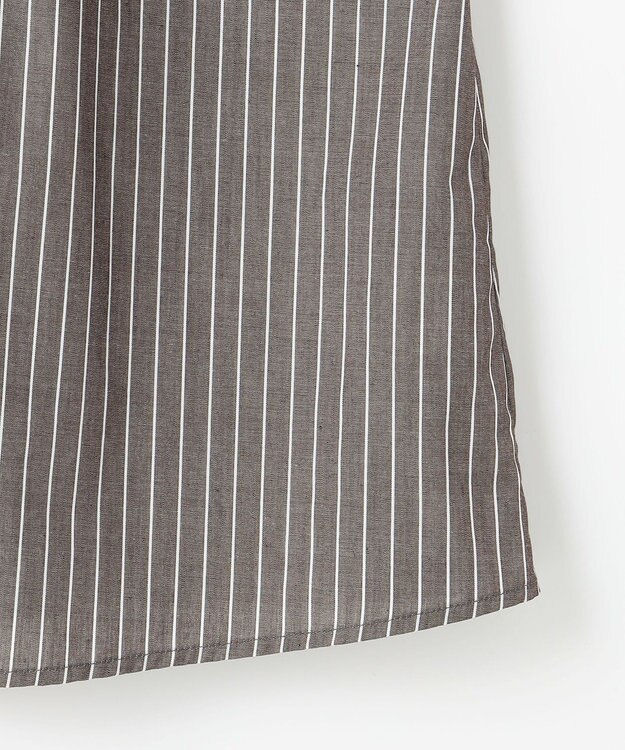 ANY SIS S 【洗える】ギャザーネック ブラウス ブラウンストライプ