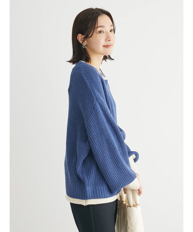 Green Parks ・Ｐｅｔｉｔ　Ｆｌｅｕｒ　レイヤード風ハイショクニット Blue