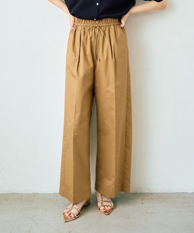 YECCA VECCA コットンイージー切替ワイドパンツ Dark Beige