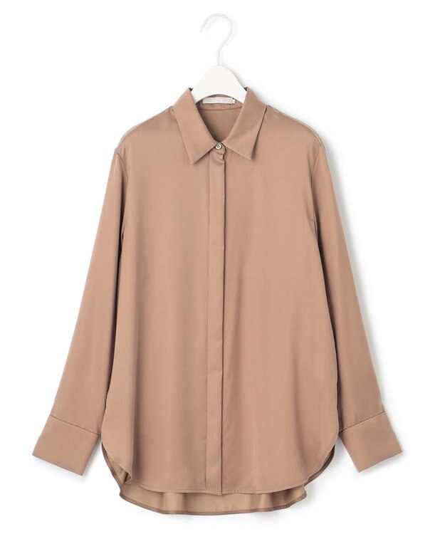 ICB 【洗える】 ルゼブフィブリルサテン シャツ レディッシュブラウン系