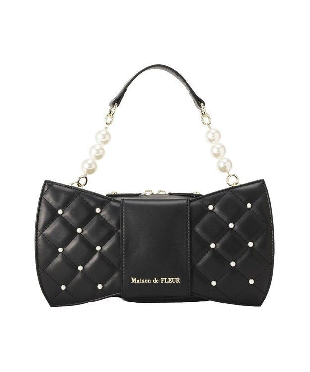 Maison de FLEUR パールリボンバッグ Black