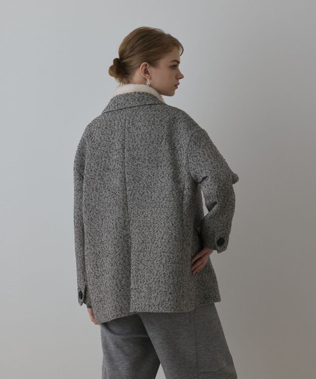 GRACE CONTINENTAL カルゼツイードダブルジャケット グレー