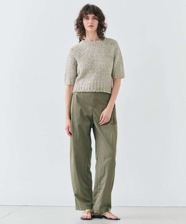 BEIGE， 【洗える・Precious 4月号掲載】TRITOMA / ラメクルーネック半袖ニット Gold