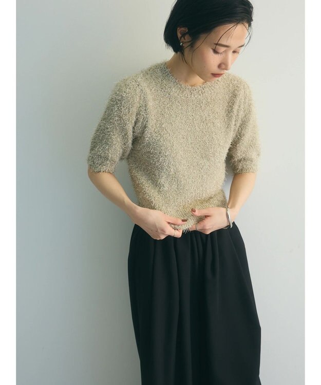 Green Parks ａ．ラメシャギーニットプルオーバー Beige