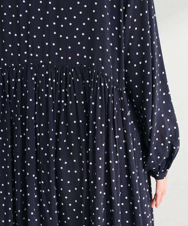 Green Parks スキッパーギャザーワンピース Dot