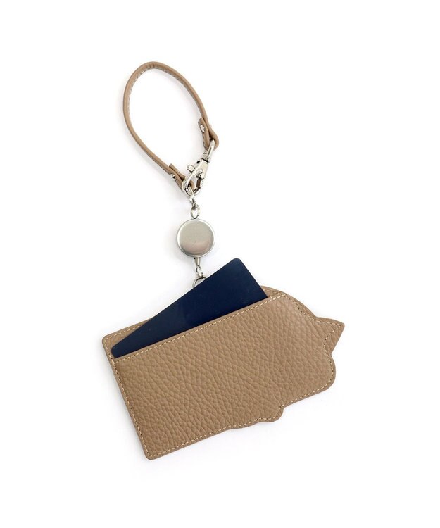 IBIZA アニマーダ　牛革　リール付きパスケース ベージュ