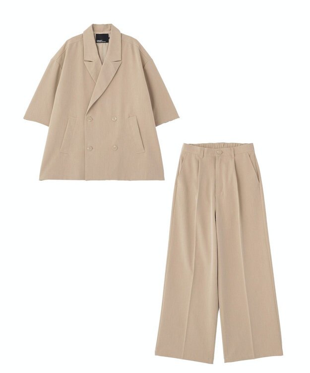 CRAFT STANDARD BOUTIQUE 半袖ダブルテーラードセットアップ Beige