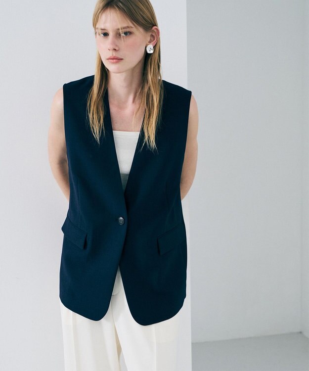 uncrave ウォッシャブルドライサップ ジレ ネイビー