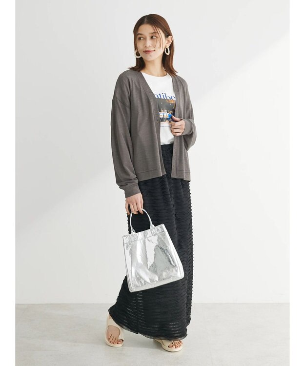 Green Parks Ｖネックシアーカットカーディガン Gray