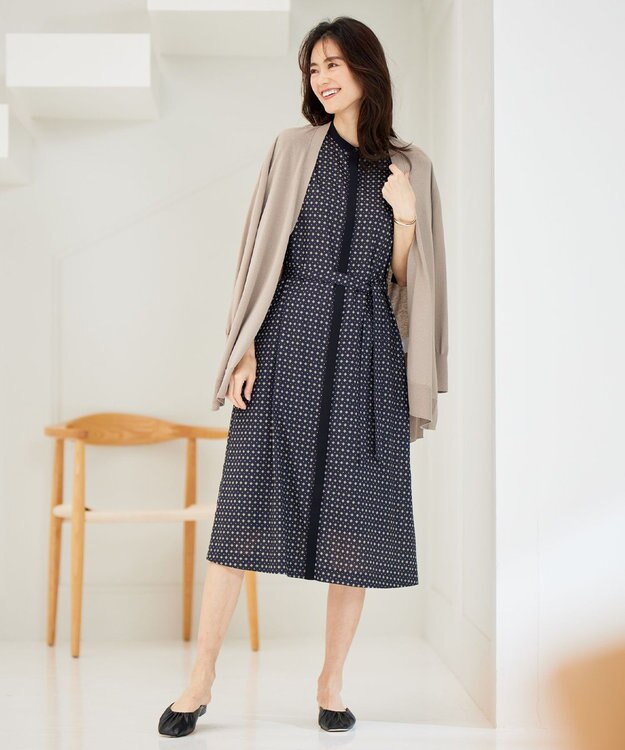 J.PRESS LADIES 【洗える】 ジオメトリック ワンピース ネイビー系5