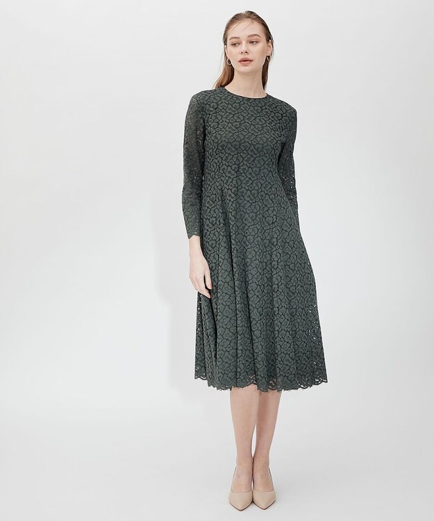 23区 【APPLAUDIR】ニュアンス フラワーレース ドレス グリーン系