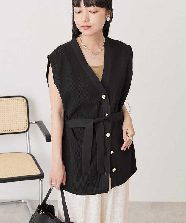 AMERICAN HOLIC 金ボタンニットジレ Black