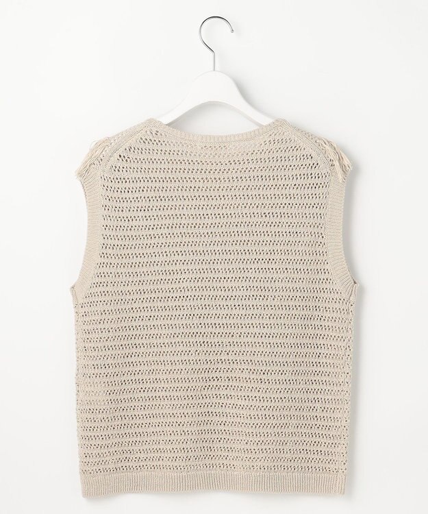 自由区 リネンフリンジ ベスト ベージュ