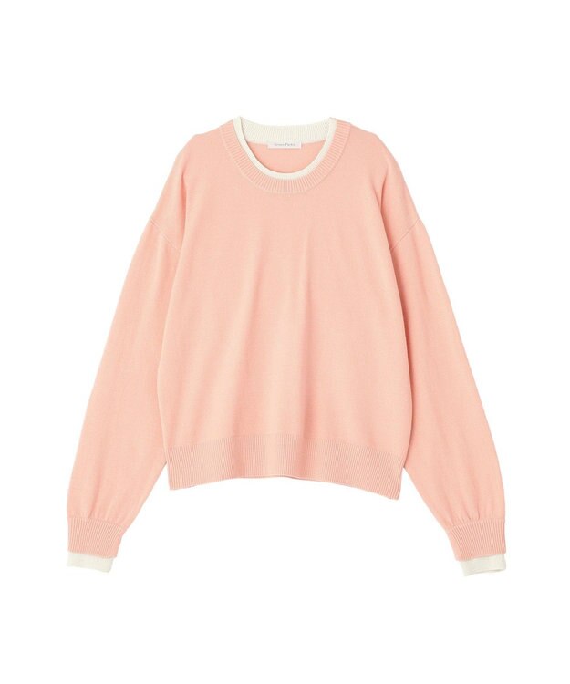 Green Parks アンチピリングレイヤード風ニットプルオーバー Pink