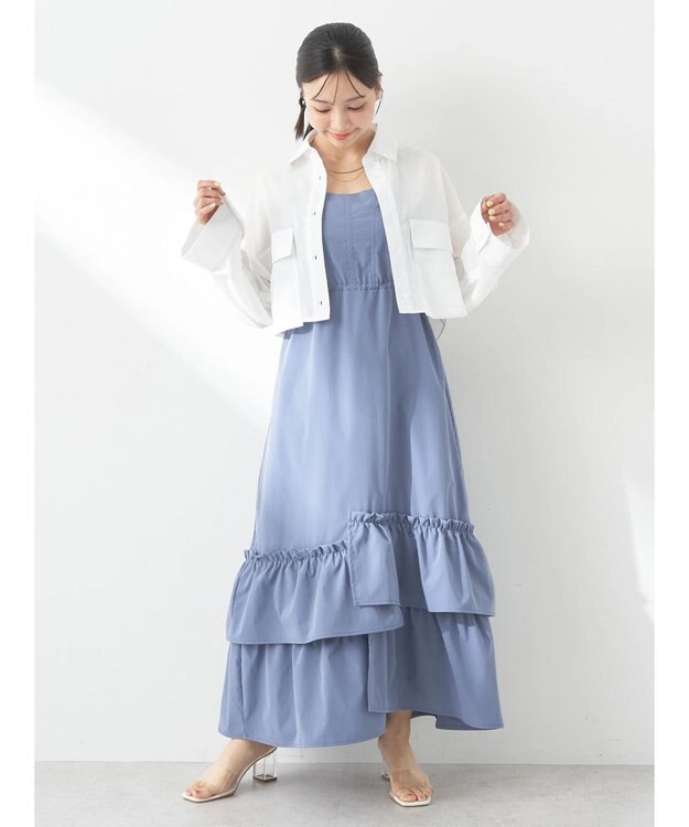 earth music&ecology ビッグポケットショートシャツ Off White