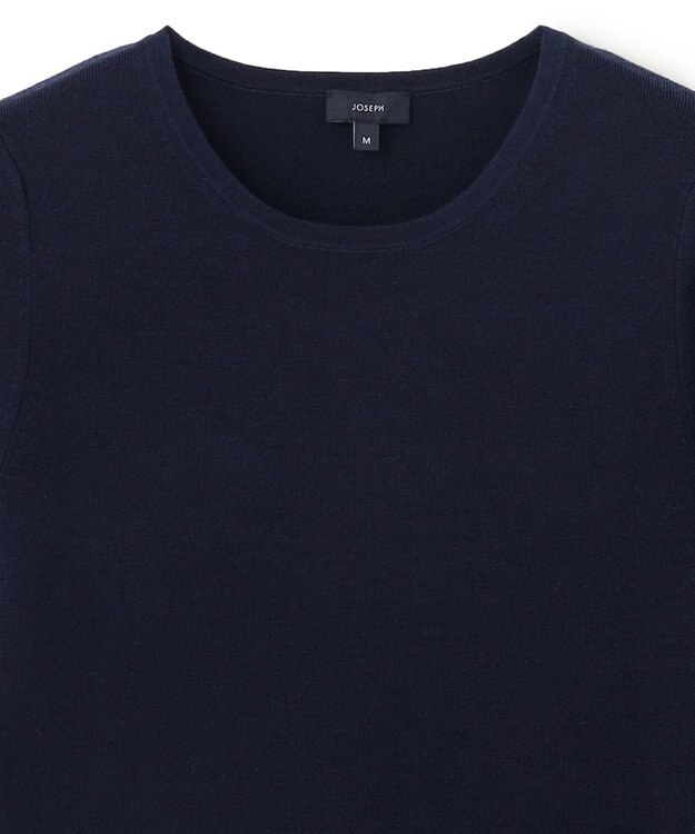 JOSEPH 【洗える】ストレッチシルクニット　ラウンドネック Navy