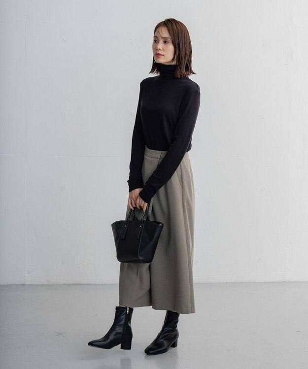 ANY 【ウエストゴム】ラップ風ガウチョパンツ ブラック系5