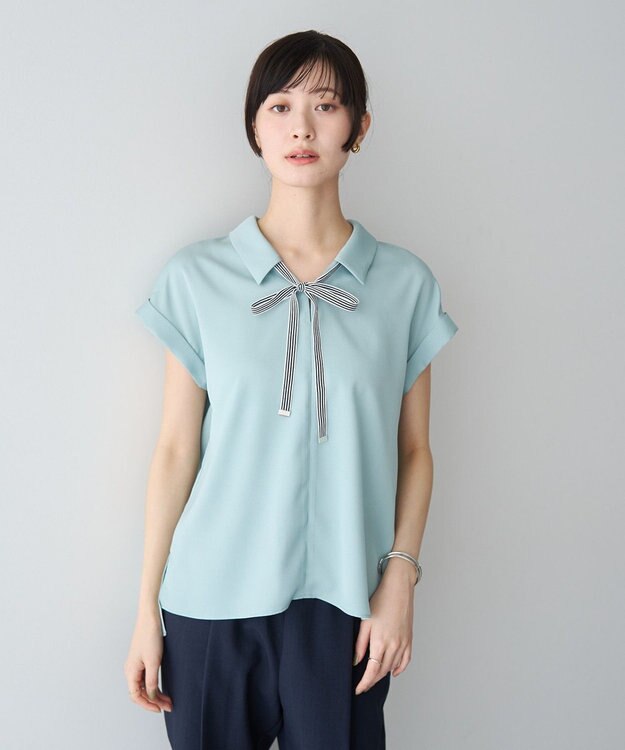 YECCA VECCA 2wayストライプリボンブラウス Mint