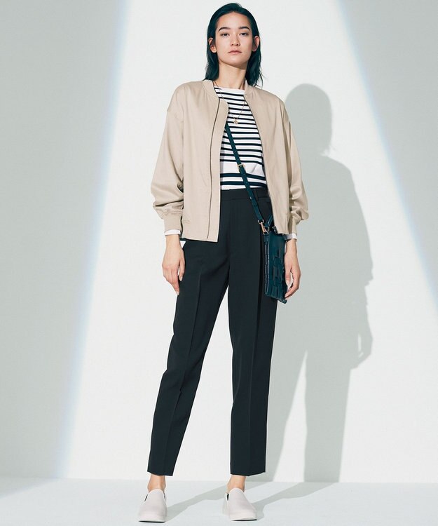 23区 S 【洗える】ラスターコットンポリエステル ボーダー ニット ブラックボーダー