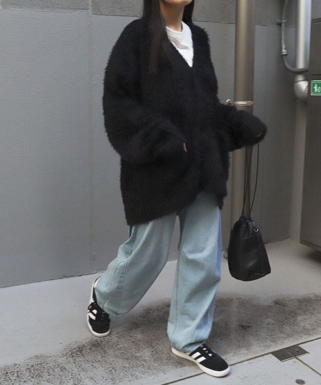 WEGO 【ユニセックス着用ITEM】フェザーカーディガン ブラック