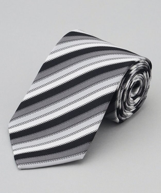 GOTAIRIKU 【WEAR BLACK】フォーマル用_ストライプ ネクタイ ブラック系1