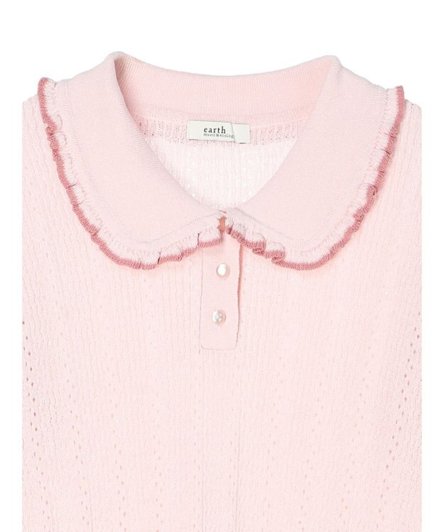 earth music&ecology フリルニットポロ Pink