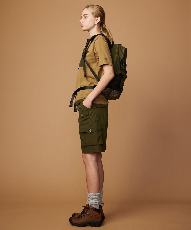 JOSEPH ABBOUD MOUNTAIN 【CREA掲載・テーム ヤルヴィモチーフ・サスティナブル】ビオグレース天竺ｘリップストップTシャツ キャメル系