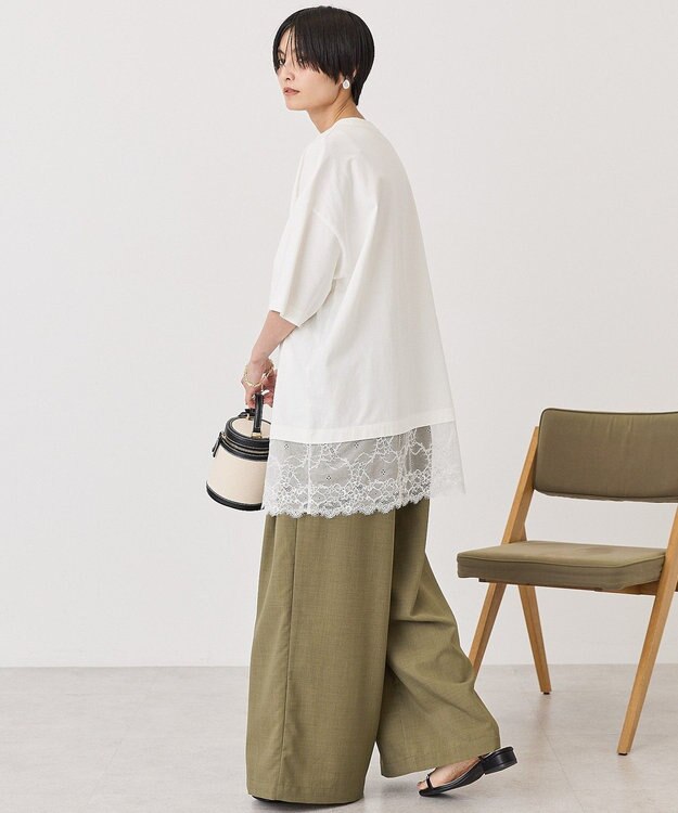 AMERICAN HOLIC カレッジロゴレースドッキングＴシャツ Off White