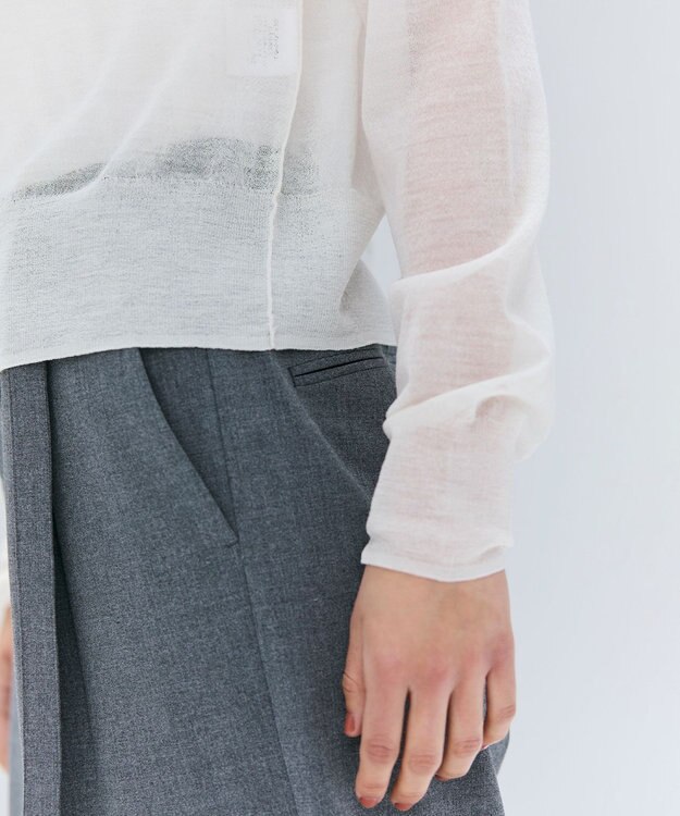 BEIGE， 【洗える・Oggi 10月号掲載】CADDO / シアーウールカーディガン Ecru