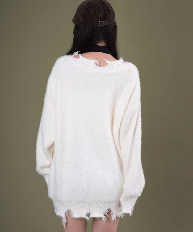 WEGO バタフライダメージニット ホワイトアイボリー