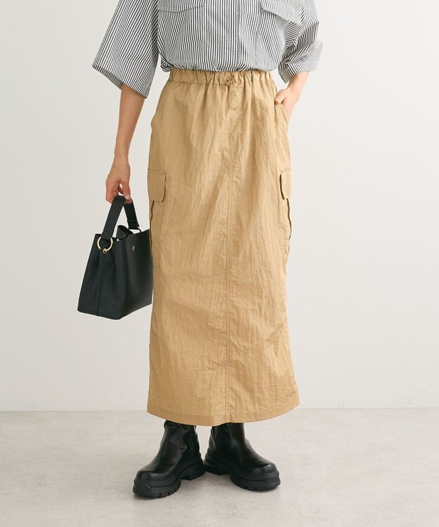Green Parks シャイニーカーゴスカート Camel