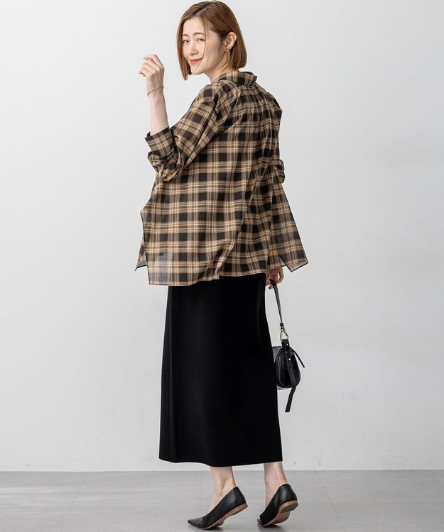 23区 S 【WEB&一部店舗限定】シアーコットン チェック シャツ ブラックチェック