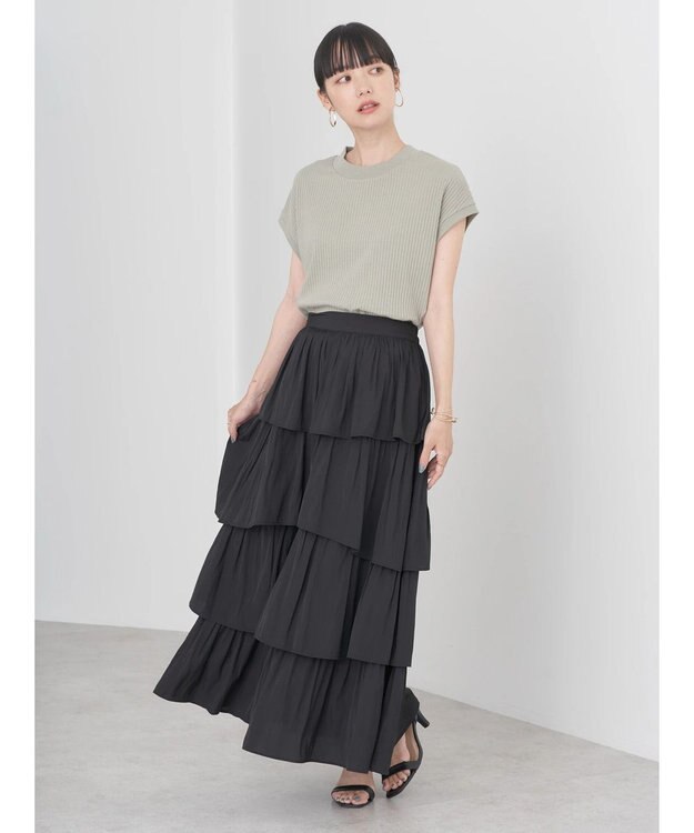 earth music&ecology フレンチスリーブリブプルオーバー Off White