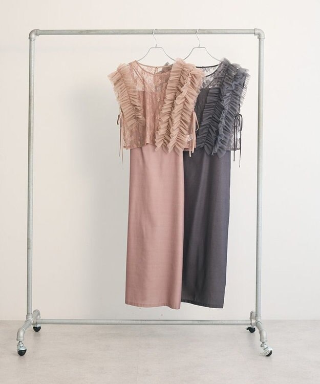 Green Parks ・Ｒａｉｌｍｅ　ＳＥＴ２点　レースブラウス＆ワンピ Charcoal Gray