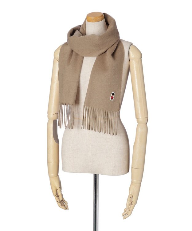 MOONBAT 【WEB限定】MACKINTOSH PHILOSOPHY バッキンガムベア付きウール100%無地マフラー (パッケージ付き) ベージュ