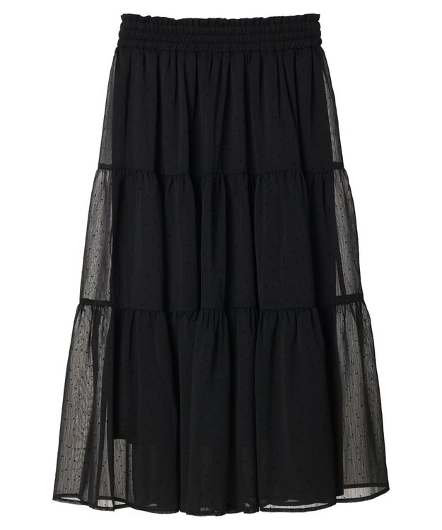 earth music&ecology フロッキードットシアーティアードスカート Black
