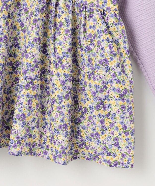 ANY KIDS ドッキング花柄カットソー ラベンダー